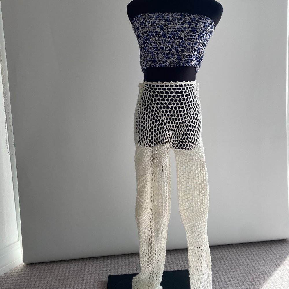 Handmade Crochet White Pants with Original Pattern, one size fits all